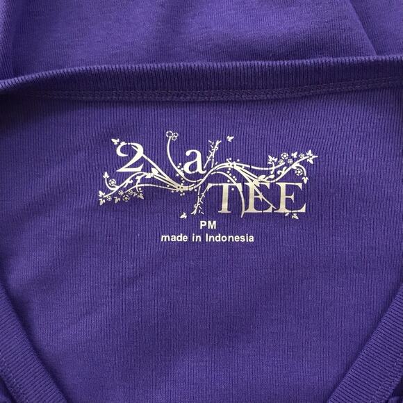 Purple V-Neck Cardigan Button Up with Ruffle Trim 100% Cotton 2 A Tee - Picture 6 of 6